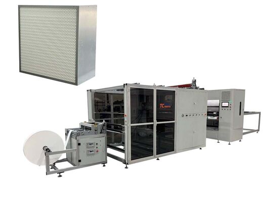 Linha de produção de filtros de fibra de vidro modular controlada por PLC para sistemas de ventilação industrial com personalização flexível